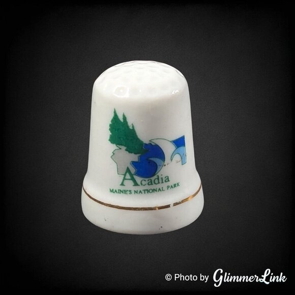 Acadia National Park Maine Souvenir Porcelain Collectible Thimble - Picture 2 of 10